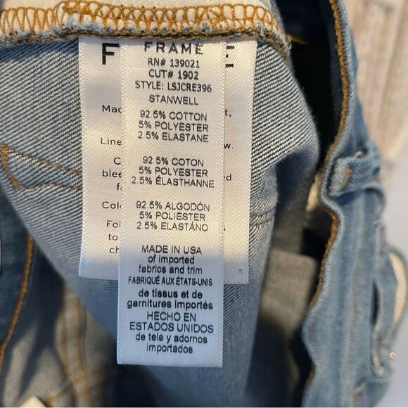 Frame Jeans Skinny Crop 25x26 Mid Rise Denim Capsule Wardrobe Distressed Raw Hem - Picture 6 of 9